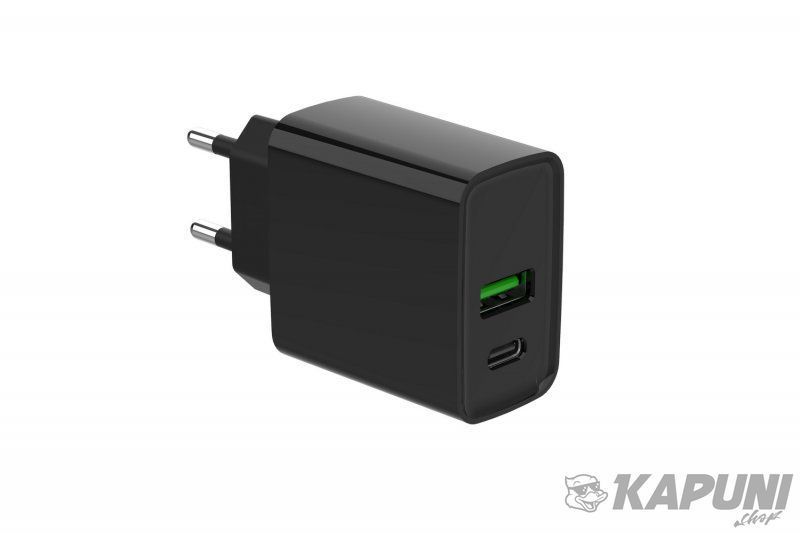 Сетевое зарядное устройство для Gembird 1 USB-A + 1 Type-C (PD20Вт + QC3.0 18Вт), черный TA-UC-PDQC20-01-BK TA-UC-PDQC20-01-BK фото