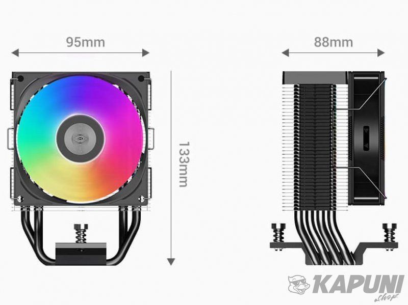 Кулер універсальний PCCOOLER TDP 180 Вт, висота 133 мм, Hydraulic bearing R400 ARGB BK R400 ARGB BK фото