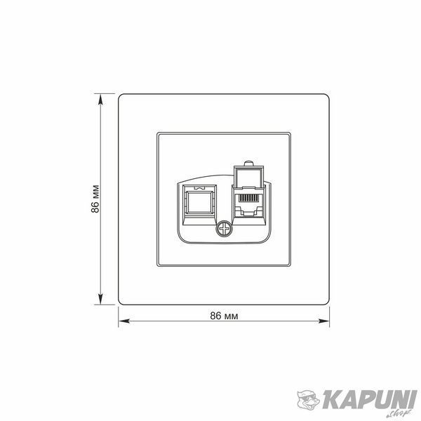 Розетка PC одинарная комп'ютерна белая TITANUM STANDARD, IP20 ТF-ST-SK1PC-W 25984 фото