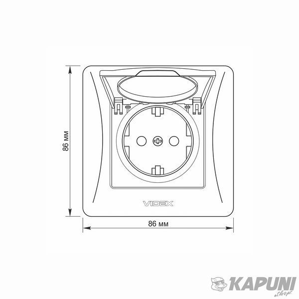 Розетка одинарная с заземлением и кришкою кремова VIDEX BINERA VF-BNSK1GС-CR 24695 фото