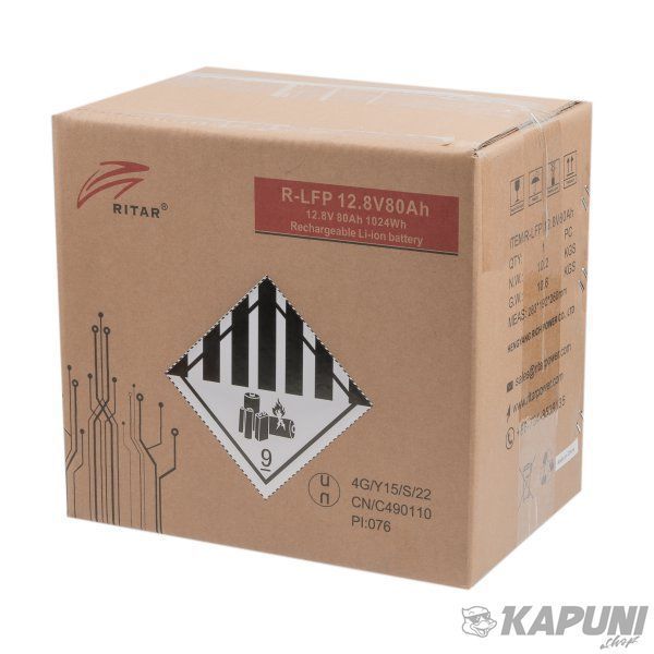Аккумуляторная батарея литиєвая 12 В 80 Aгод, LiFePo4 Ritar R-LFP12.8V80Ah R-LFP12.8V80Ah фото