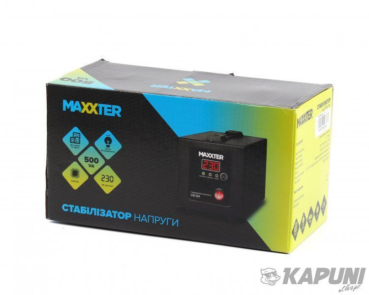 Автоматичний регулятор напруги 230 В, 500 ВА Maxxter MX-AVR-E500-01 MX-AVR-E500-01 фото