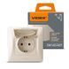 Розетка одинарная с заземлением и кришкою кремова VIDEX BINERA VF-BNSK1GС-CR 24695 фото 1