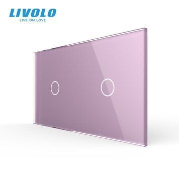 Панель для сенсорного вимикача 2 сенсори (1-1) Livolo рожевий скло (C7-C1/C1-17) C7-C1/C1-17 фото