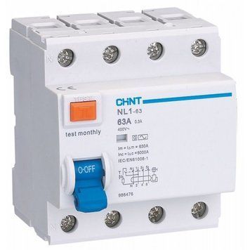 Устройство защитного отключения Chint RCCB NL1-100 4P 63A 300mA AC-S 10kA 200423 фото