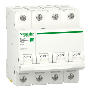 Автоматический выключатель Resi9 Schneider Electric 63 A, 4P, кривая B, 6K R9F02463 фото