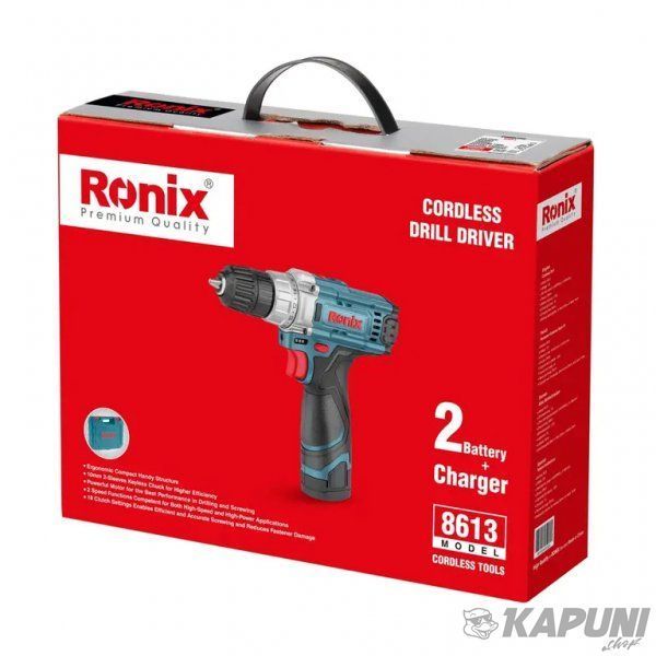 Шуруповерт Ronix акумулятор ний 12В, 1.5Ач x 2 8613 8613 фото