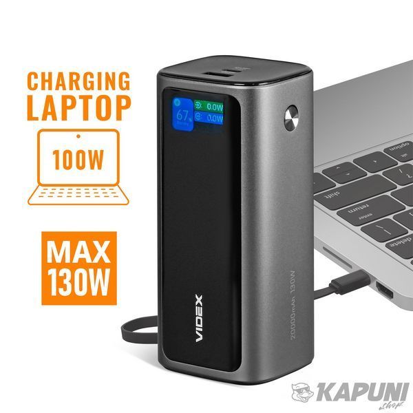 Повербанк 20000mAh VIDEX VPB-350 130W PD100W +Display VPB-350-G 28607 фото