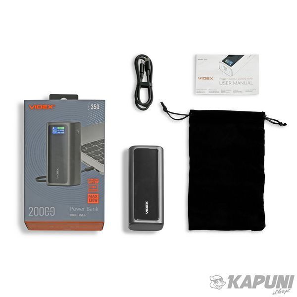 Повербанк 20000mAh VIDEX VPB-350 130W PD100W +Display VPB-350-G 28607 фото