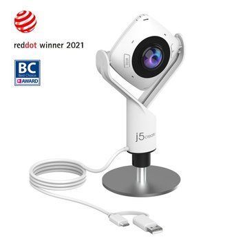 Вебкамера 360&deg;, 1080 P, USB-A/C 3.0, 1/4", вбудований мікрофон, кріплення під штатив, Auto J5create JVCU360-N фото
