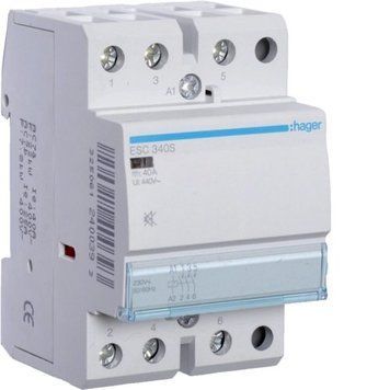 Контактор бесшумный Hager ESC340S 40A, 3НО, 230В ESC340S фото