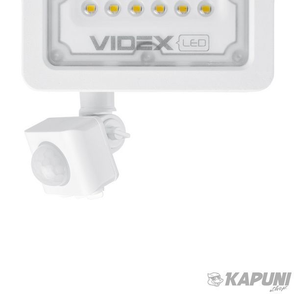 LED прожектор VIDEX F2e 20W 5000K с датчиком движения и освещенности VL-F2e205W-S 26264 фото