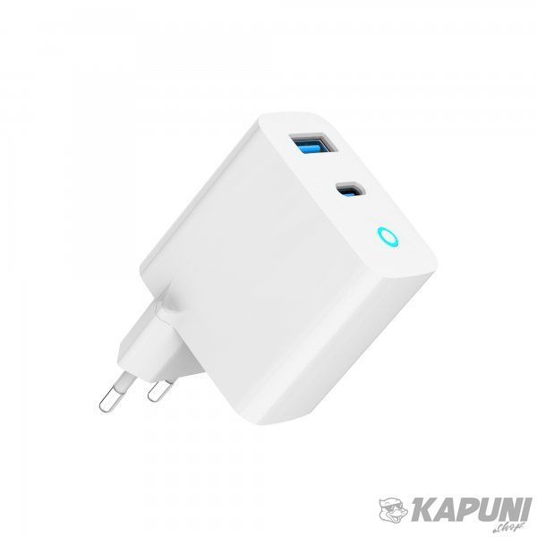 Мережевий зарядний пристрій Gembird 1 USB-A + 1 Type-C (PD45Вт + QC3.0 18Вт), білий TA-UC-PDQC45L-W-01 TA-UC-PDQC45L-W-01 фото