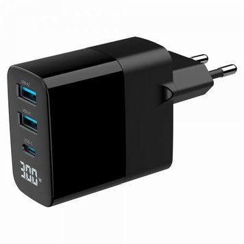 Сетевое зарядное устройство для Gembird 2хUSB-A (QC3.0 18W) + 1хType-C (PD20W), LCD, черный TA-UC-PDQC30LCD-BK-02 TA-UC-PDQC30LCD-BK-02 фото
