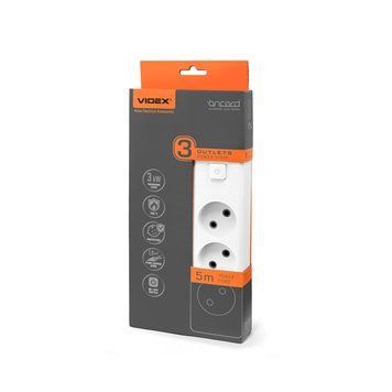 Мережевий удлинитель VIDEX ONCORD б/с 3п 5м с кнопкою White VF-PD35-W 28793 фото
