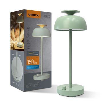 LED лампа настiльна с акумулятором VIDEX 8.5W 4000K+RGB Green VL-TF23G 29248 фото