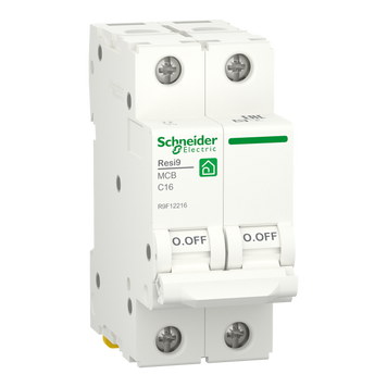 Автоматичний вимикач RESI9 Schneider Electric 16 А, 2P, крива C, 6кА R9F12216 фото