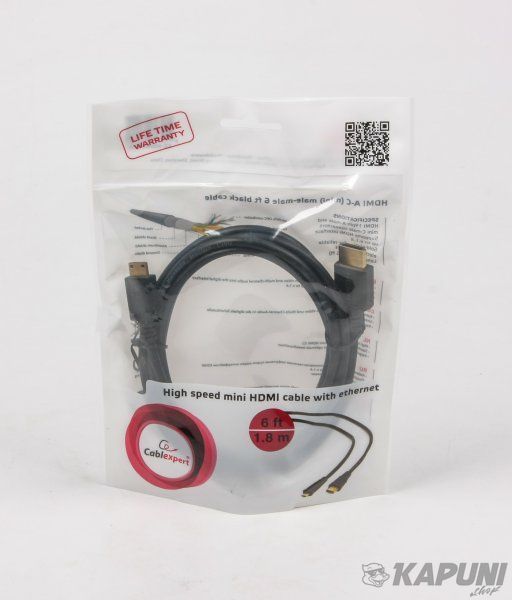 Кабель HDMI-C (mini) HDMI V.2.0, 4К 60 Гц, з позолоченими контактами, 1.8 м Cablexpert CC-HDMI4C-6 CC-HDMI4C-6 фото