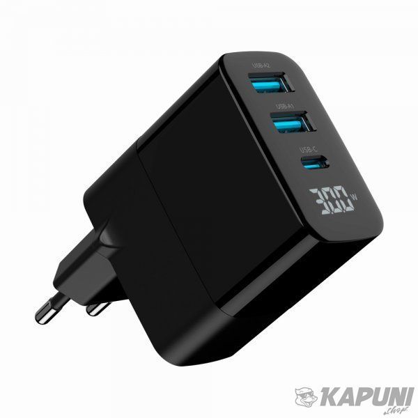Сетевое зарядное устройство для Gembird 2хUSB-A (QC3.0 18W) + 1хType-C (PD20W), LCD, черный TA-UC-PDQC30LCD-BK-02 TA-UC-PDQC30LCD-BK-02 фото