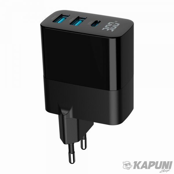 Сетевое зарядное устройство для Gembird 2хUSB-A (QC3.0 18W) + 1хType-C (PD20W), LCD, черный TA-UC-PDQC30LCD-BK-02 TA-UC-PDQC30LCD-BK-02 фото