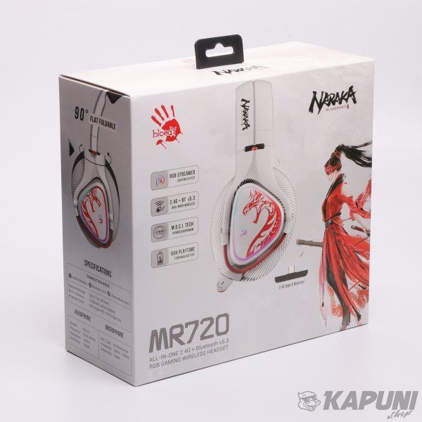 Беспроводные игровые наушники с микрофоном Bloody RGB, Bluetooth + 2.4GHz + 3.5 jack MR720 (Naraka) MR720 (Naraka) фото