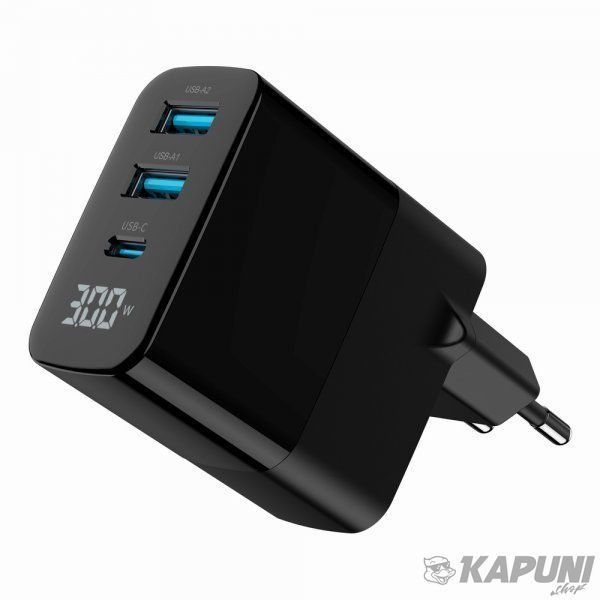 Сетевое зарядное устройство для Gembird 2хUSB-A (QC3.0 18W) + 1хType-C (PD20W), LCD, черный TA-UC-PDQC30LCD-BK-02 TA-UC-PDQC30LCD-BK-02 фото