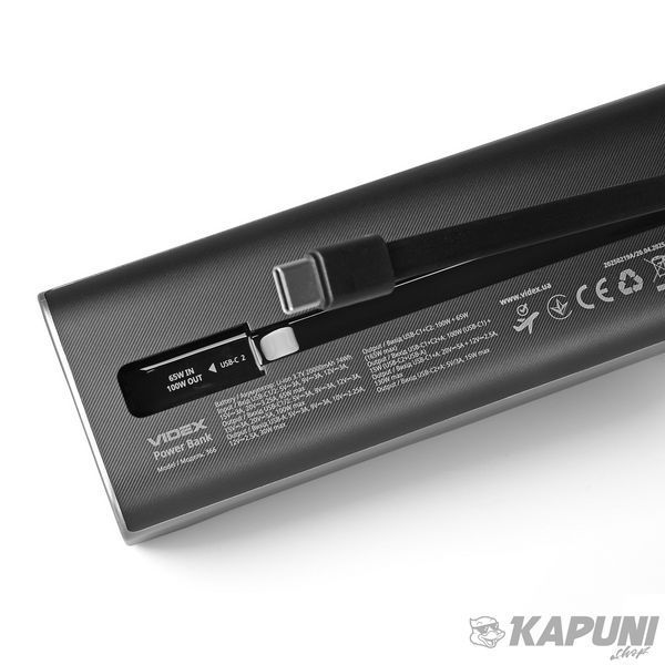 Повербанк 20000mAh VIDEX VPB-366 165W PD100W +Display VPB-366-G 28606 фото