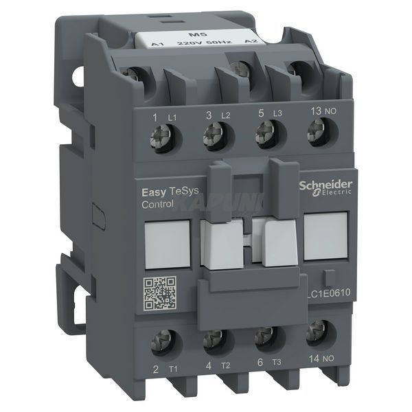 Контактор Schneider Electric трехполюсный EasyTeSys 1 нормально открытый контакт 6 А категория применения для электродвигателей 220 В переменного тока 50 гц LC1E0610M5 LC1E0610M5 фото