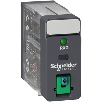 Промежуточное реле Schneider Electric интерфейсное вставное реле, электромеханические реле Harmony, 5 А, 2 переключающих контакта, зі світлодіодом, замикаючою тестовою кнопкою, 24 В постоянного тока RXG22BD RXG22BD фото