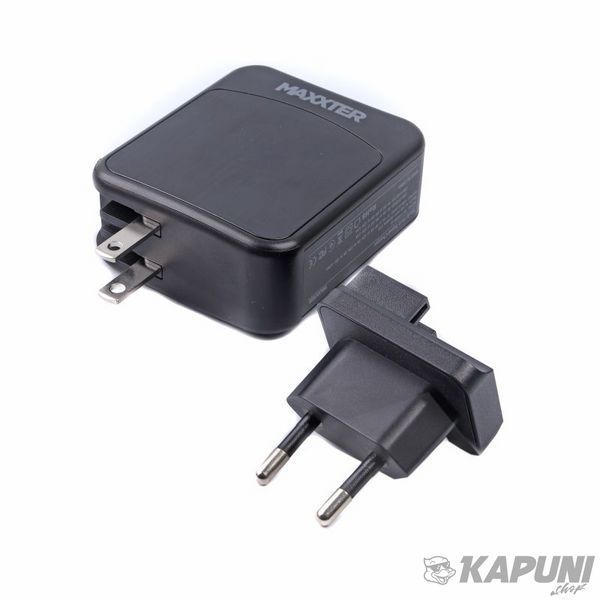 Мережевий зарядний пристрій для ноутбука/планшета/телефону, 1 USB-A + 2USB-C (PD 65W+PD 18W + QC 3.0) Maxxter WC-PD65W-01 фото