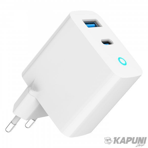 Сетевое зарядное устройство для Gembird 1 USB-A (QC3.0 18W) + 1 Type-C (PD30W), Led, белый TA-UC-PDQC30L-W-01 TA-UC-PDQC30L-W-01 фото