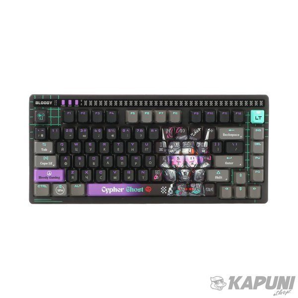 Клавиатура Bloody оптическая игровая, USB, RGB подсветка, Alpha Optical Switch AT75 (Cypher Ghost) 2548.14 фото