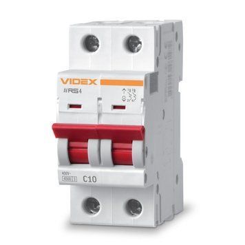 Автоматический выключатель RS4 2п 10А С 4,5кА VIDEX RESIST VF-RS4-AV2C10 26514 фото