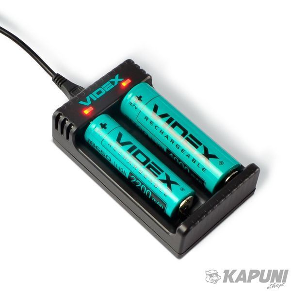 Зарядний пристрій VIDEX, DC 5V, для Li-ion/IMR: 26650, 22650, 26500, 18650, 18500, 17670, 17500, 17335, 16340(123А), 14500, 10440 VCH-L201 27244 фото