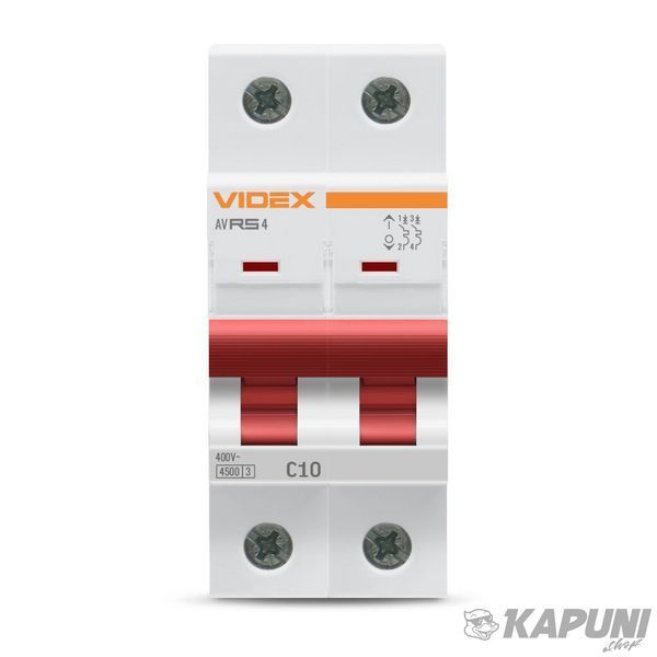 Автоматичний вимикач RS4 2п 10А С 4,5кА VIDEX RESIST VF-RS4-AV2C10 26514 фото