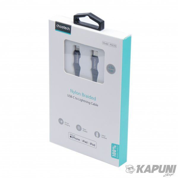 Кабель MFI, USB 2.0 Power Delivery (PD), C-тато/Lightning, 1,2 м, IP0039-BK IP0039-BK фото