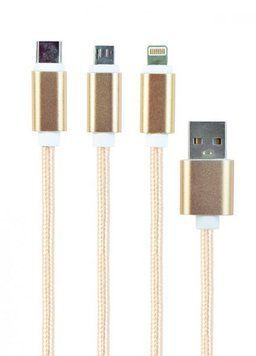 Кабель для зарядки USB AM-папа/Lightning/Micro/Type-C, 1.0 м, CC-USB2-AM31-1M-G CC-USB2-AM31-1M-G фото