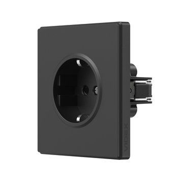 Розетка одинарная с заземлением вугільно-черная VIDEX NOTA, 250 V, IP20 VF-NT-SK1G-BL 28871 фото