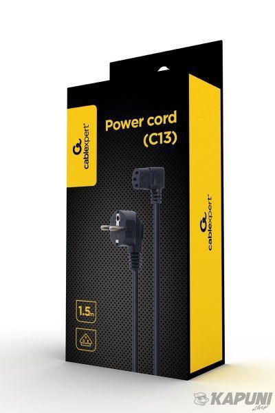Кабель силовой, CEE7/7-C13, 90 градусов, длина 1.5м, VDE, 3*1 мм кв. Cablexpert PC-186A-VDE1B-1.5M PC-186A-VDE1B-1.5M фото