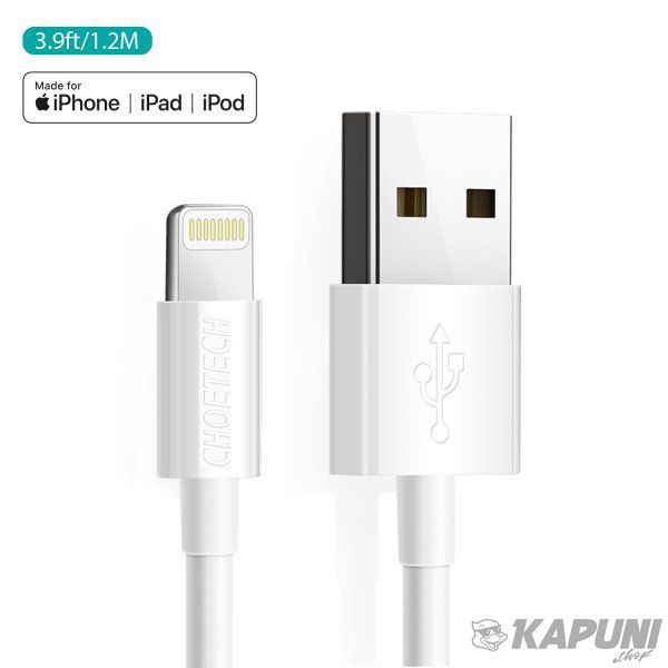 Кабель USB 2.0 А-тато/Lightning , MFI, 1.2 м, преміум, 2.1 А, IP0026-WH IP0026-WH фото