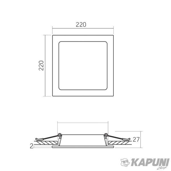 LED світильник Back вбудований квадрат VIDEX 22W 5000K VL-DLBS-225 26343 фото