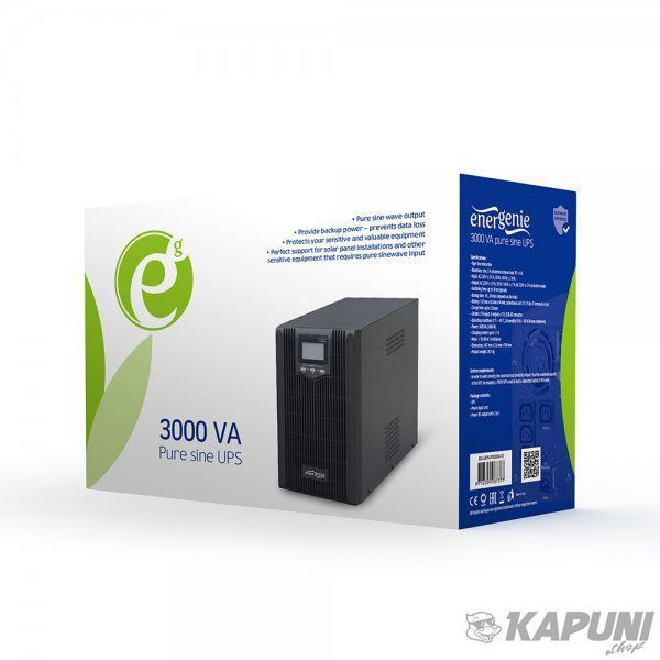 Источник бесперебойного питания 3000VA, синусоидальный сигнал EnerGenie EG-UPS-PS3000-01 EG-UPS-PS3000-01 фото