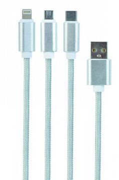 Кабель для зарядки USB AM-папа/Lightning/Micro/Type-C, 1.0 м, CC-USB2-AM31-1M-S CC-USB2-AM31-1M-S фото