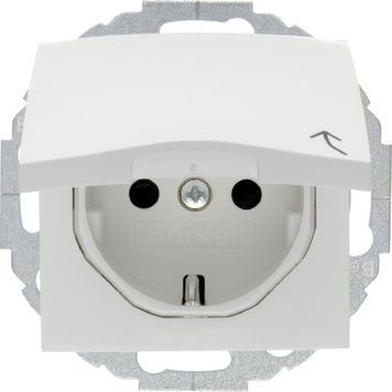Розетка Berker S.1/B.3/B.7 с заземлением, защитными шторками и крышкой полярная белизна 47448989 KPN-009191 фото