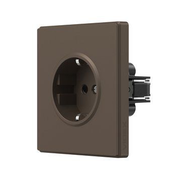 Розетка одинарная с заземлением мокко VIDEX NOTA, 250 V, IP20 VF-NT-SK1G-BR 28872 фото