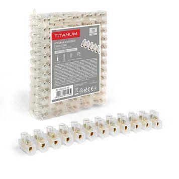 Клемна колодка гвинтова 10А 12 шт. 10мм2 PE TITANUM, AC 250-380 V TF-KL10А-PE 29029 фото