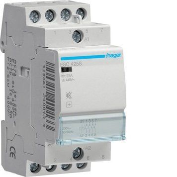 Контактор бесшумный Hager ESC425S 25A, 4НО, 230В ESC425S фото