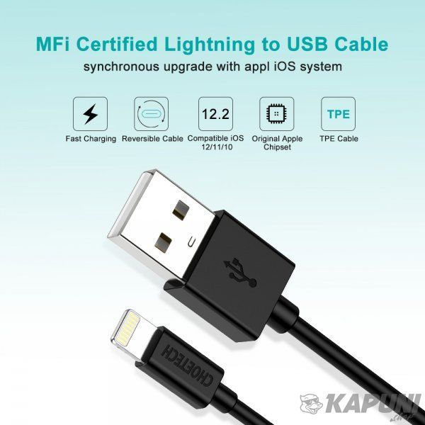 Кабель USB 2.0 А-папа/Lightning, MFI, 1.8 м, премиум, 2.1 А, IP0027-BK IP0027-BK фото