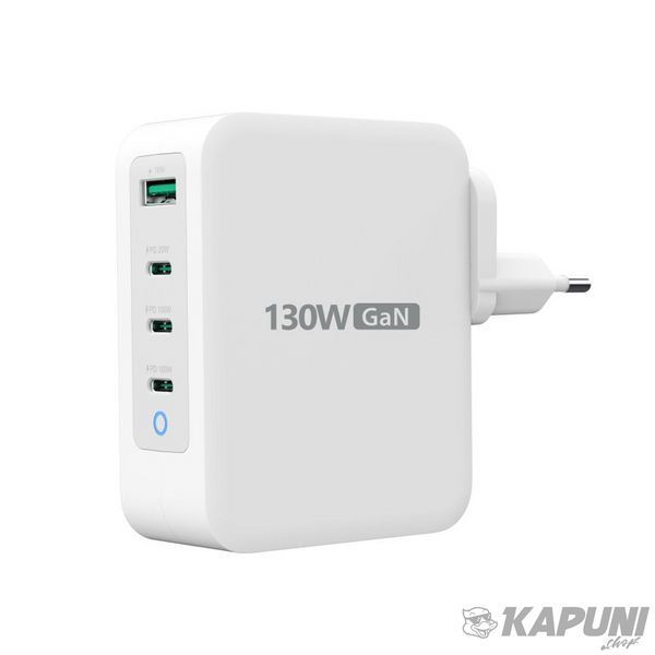 Мережевий зарядний пристрій, GaN, 1 USB-A / 3 USB-C, 130Вт, QC3.0/PD/PPS J5create JUP43130E-EN фото