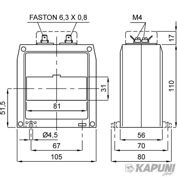 Трансформатор струму вимірювальний FRER TAT081 2500 А 81&times;31 2500/5 TAT0812K5X05 TAT0812K5X05 фото